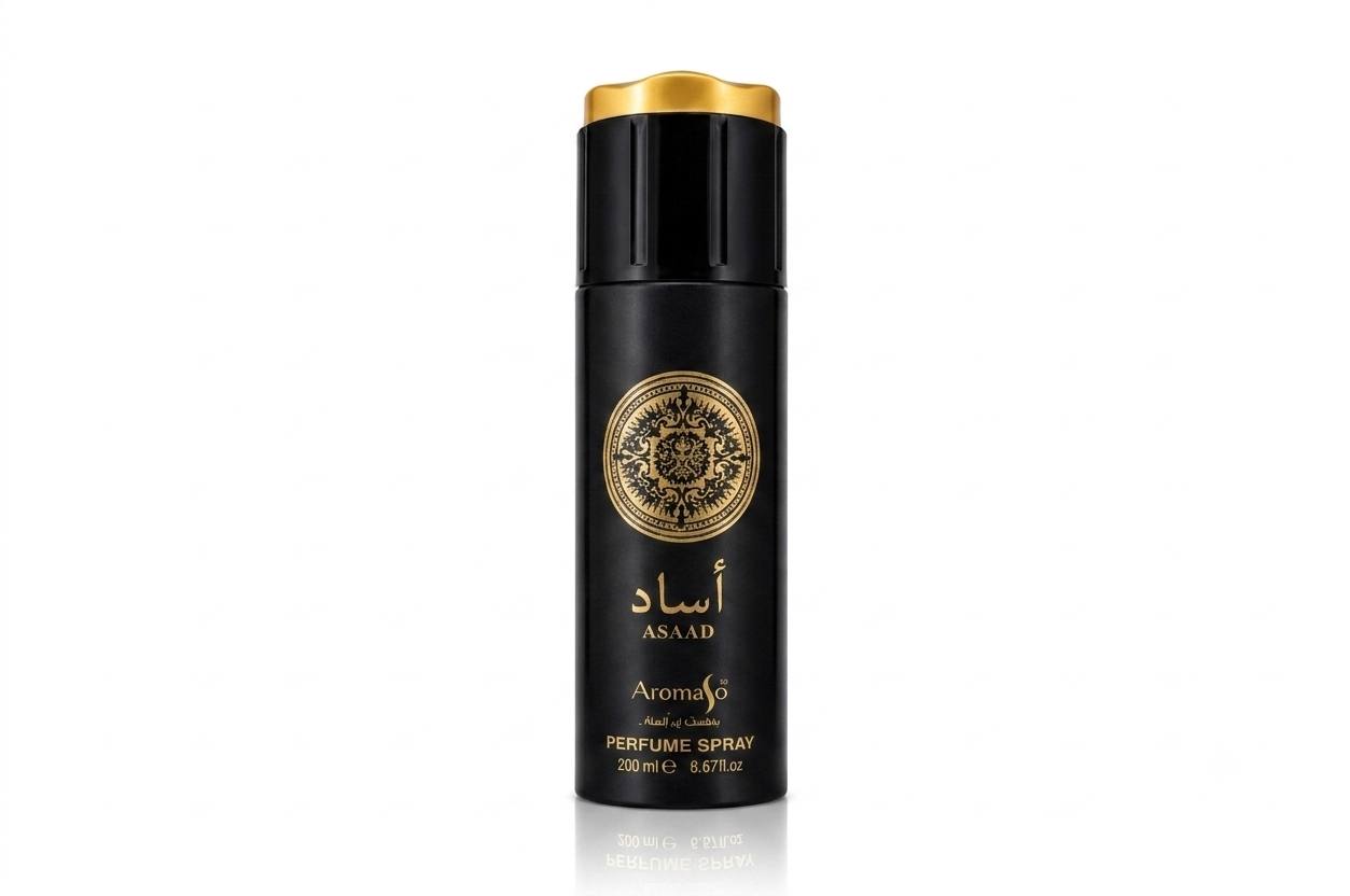 اسپری عطر اسعد Asaad Aroma 50 حجم 200 میل با رایحه شرقی و ماندگار