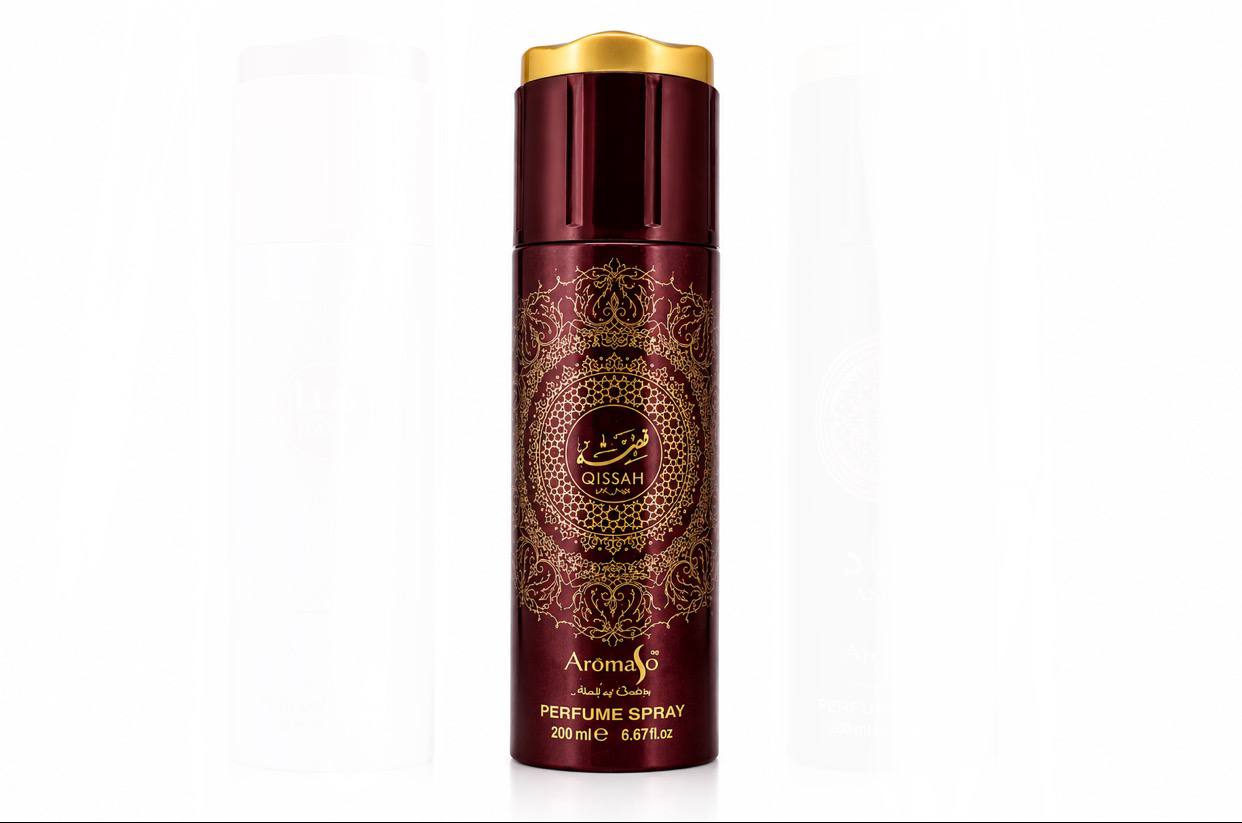اسپری عطر قصه QISSAH Aroma Jo حجم 200 میل با رایحه شرقی و لوکس